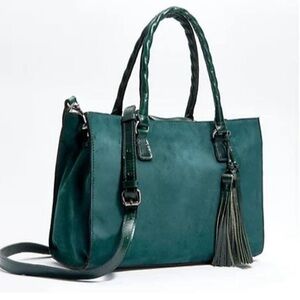 Patricia Nash Leather Primrose Satchel - Dark Green Italian Nubuck